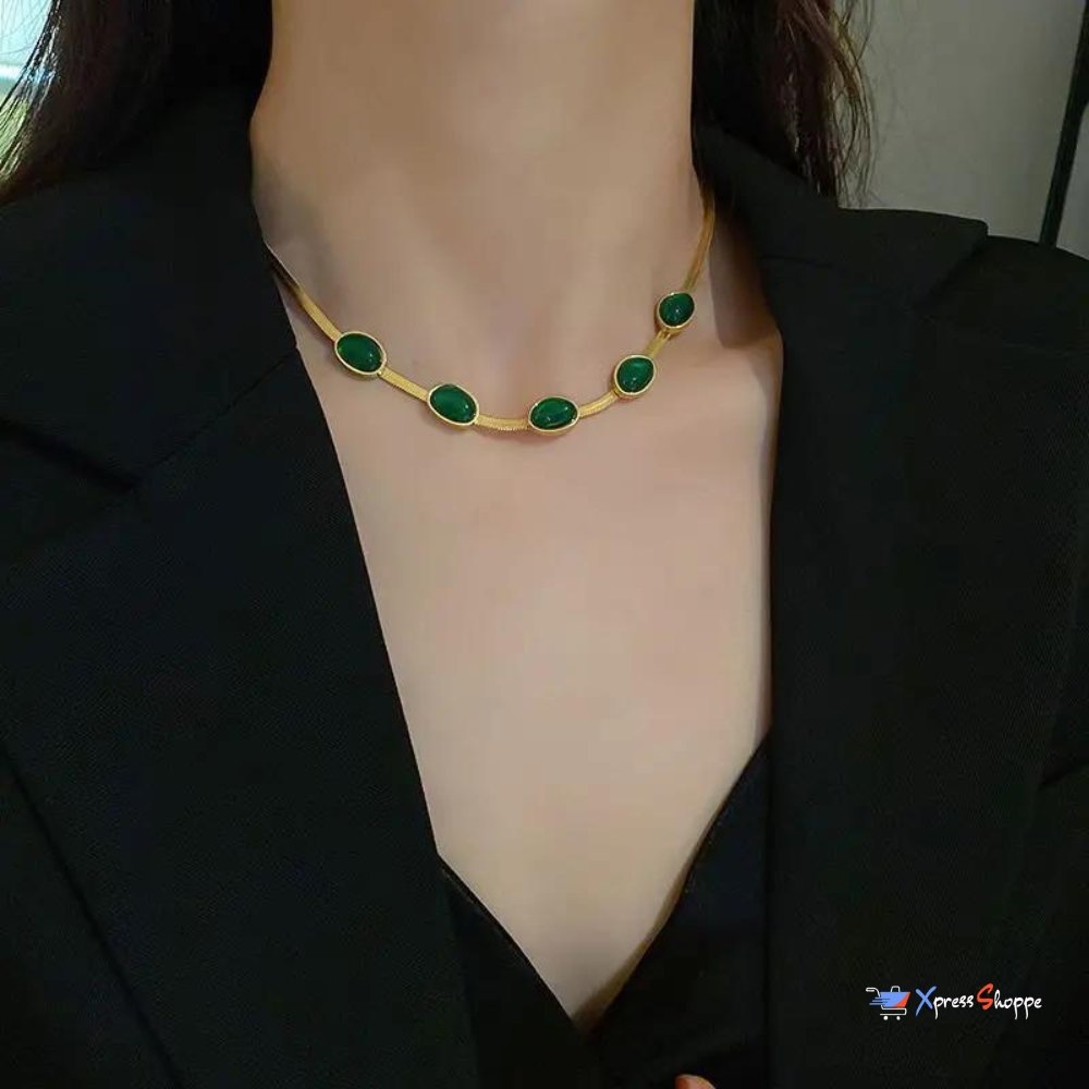 Luxury Emerald Green Crystal Necklace For Women (FREE Bracelet + Earrings)