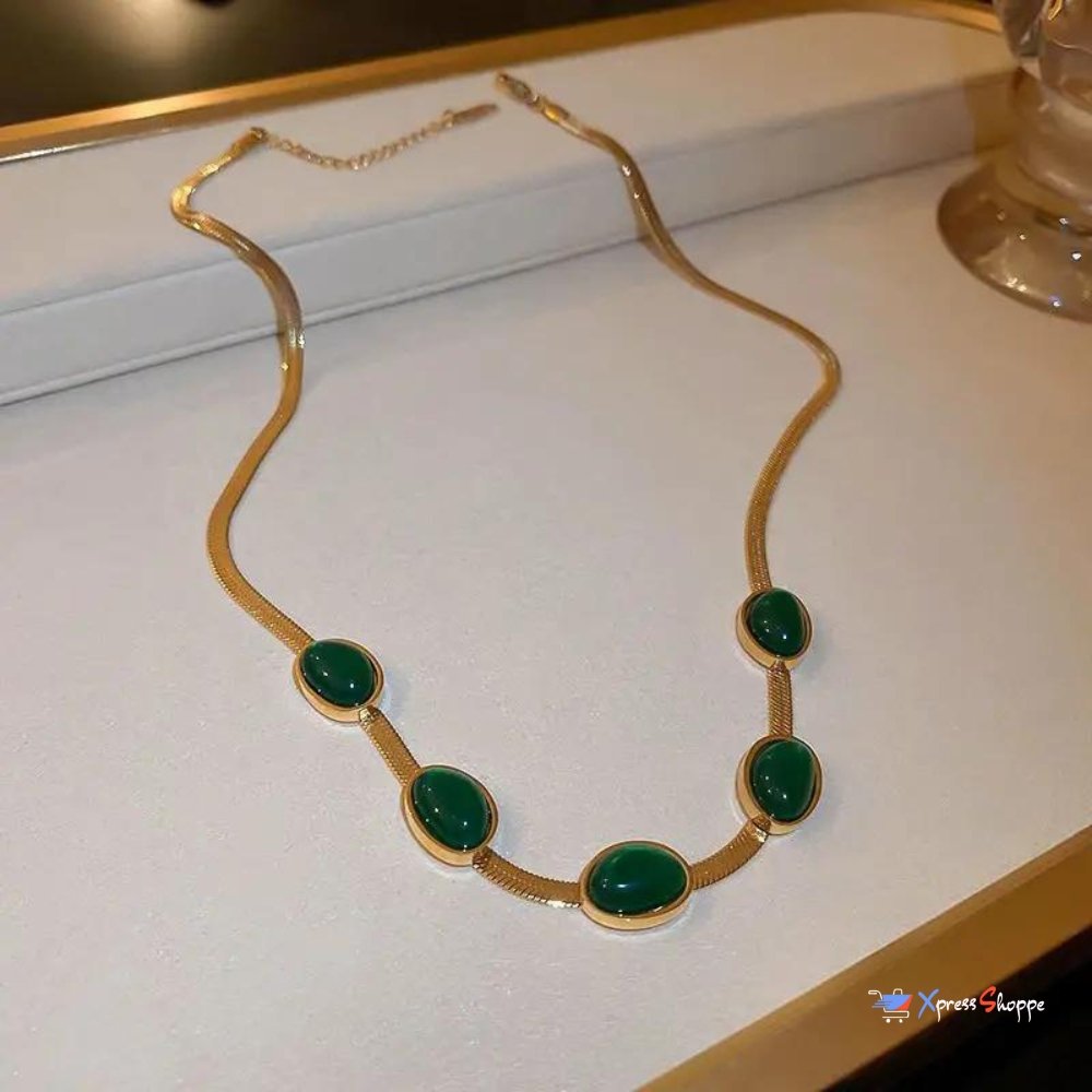 Luxury Emerald Green Crystal Necklace For Women (FREE Bracelet + Earrings)