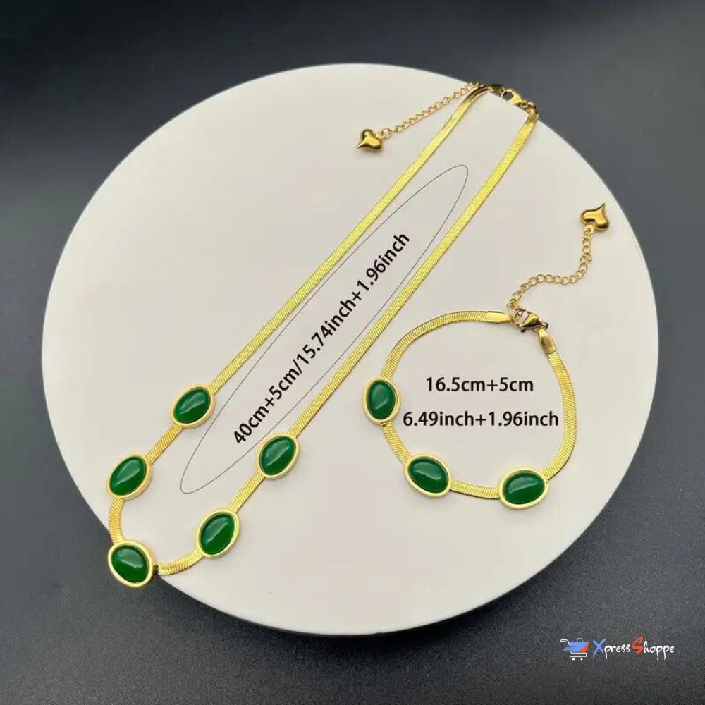 Luxury Emerald Green Crystal Necklace For Women (FREE Bracelet + Earrings)