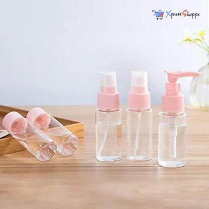 7pc Travel Cosmetic Containers Set: Refillable Bottles For Toiletries, Makeup & Liquids