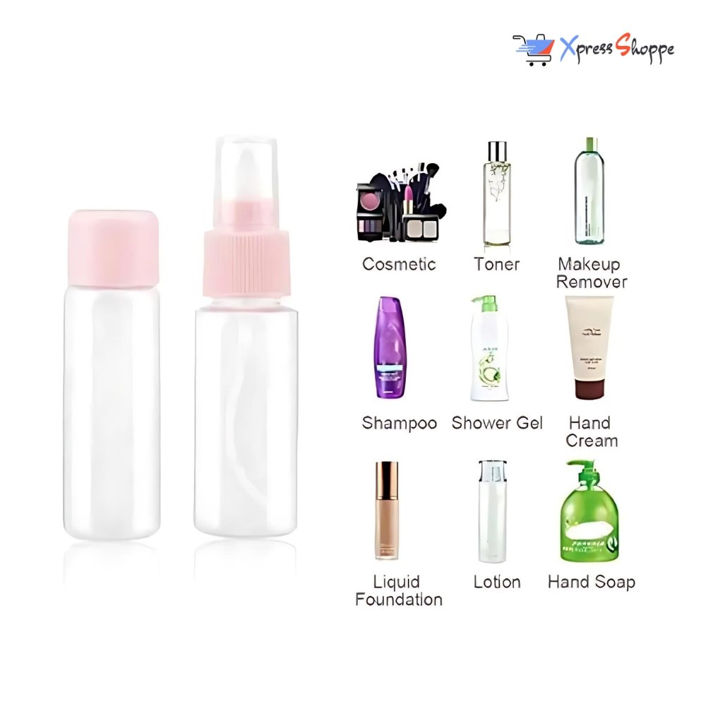 7pc Travel Cosmetic Containers Set: Refillable Bottles For Toiletries, Makeup & Liquids