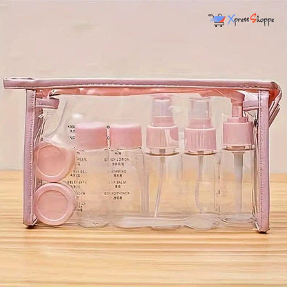 7pc Travel Cosmetic Containers Set: Refillable Bottles For Toiletries, Makeup & Liquids