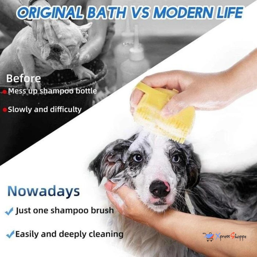 Silicone Pet Brush For Bathing, Grooming, Deep Cleaning & Shedding Removal