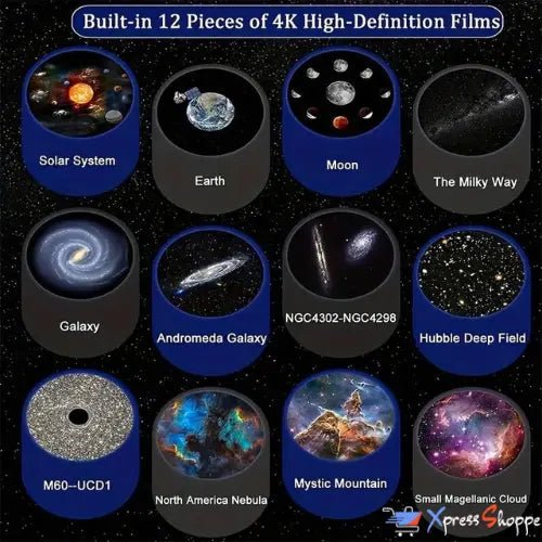 CosmoGlow™ - 360° Galaxy Projector Light With 12 Rotating HD Patterns - Xpress Shoppe