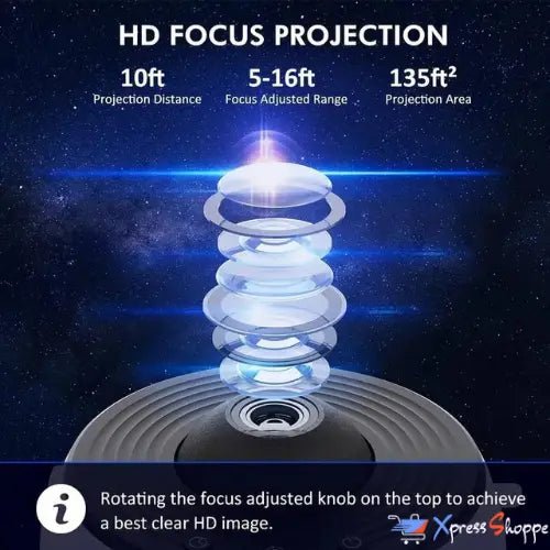 CosmoGlow™ - 360° Galaxy Projector Light With 12 Rotating HD Patterns - Xpress Shoppe