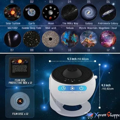 CosmoGlow™ - 360° Galaxy Projector Light With 12 Rotating HD Patterns - Xpress Shoppe