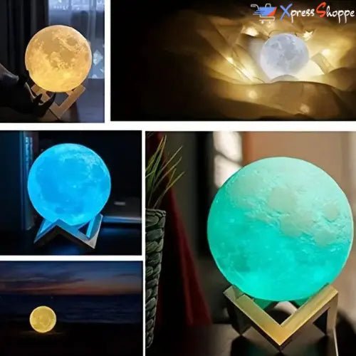 LunarHalo™ - 3D Printed Moon Lamp With 128 Colors & Touch Control - Xpress Shoppe