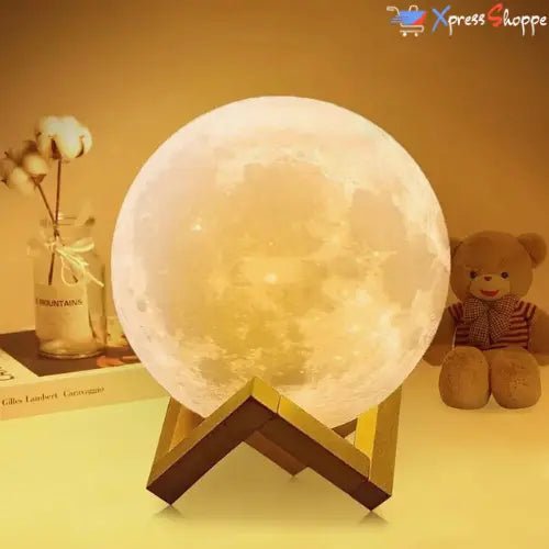 LunarHalo™ - 3D Printed Moon Lamp With 128 Colors & Touch Control - Xpress Shoppe