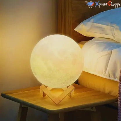 LunarHalo™ - 3D Printed Moon Lamp With 128 Colors & Touch Control - Xpress Shoppe